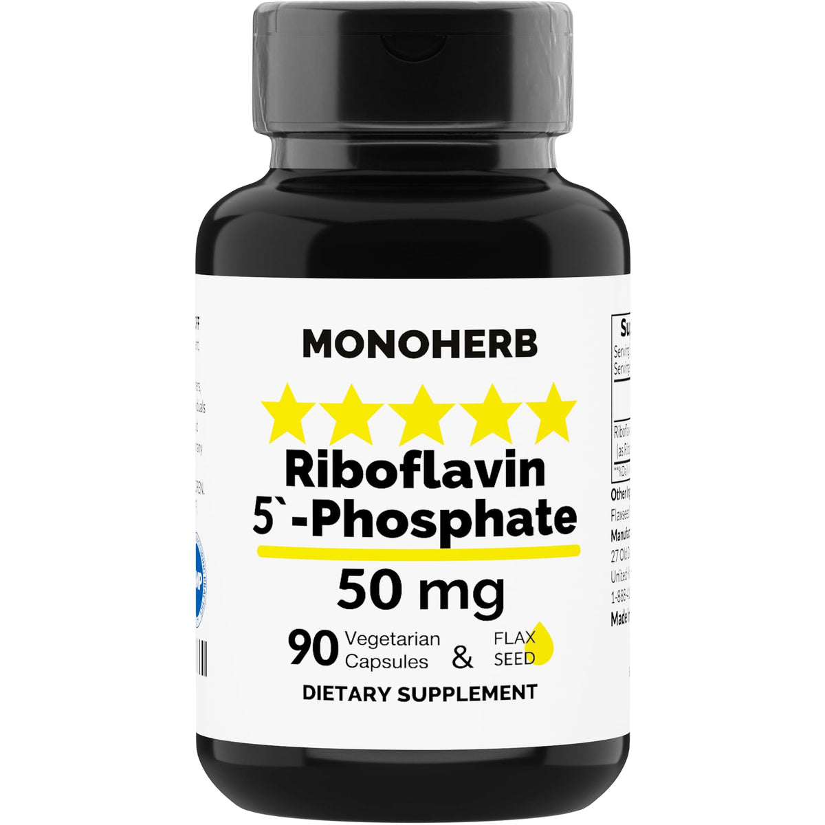 MONOHERB Riboflavin 5'-Phosphate 50 mg 90 capsules végétariennes vue de face