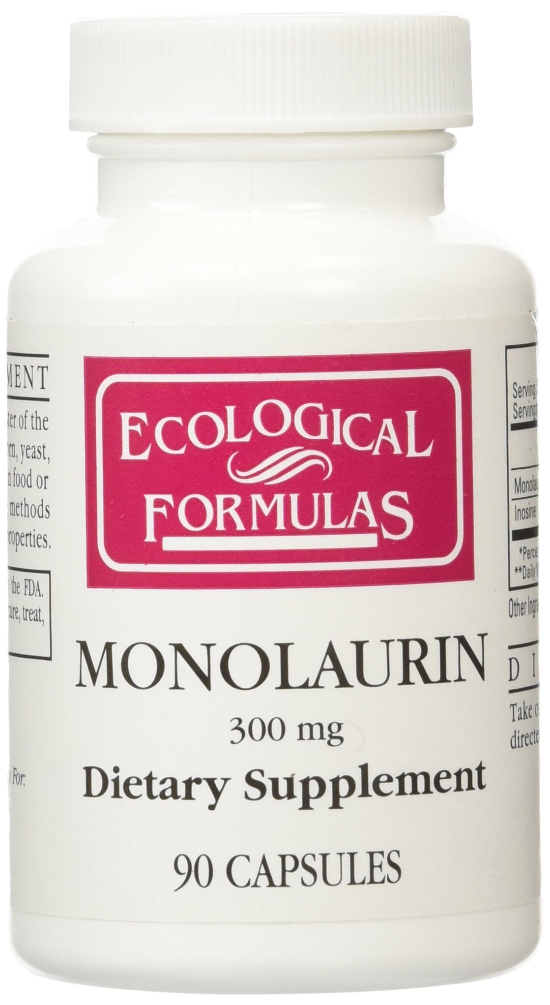 Monolaurin 300 mg 90 capsules Ecological Formulas vue avant