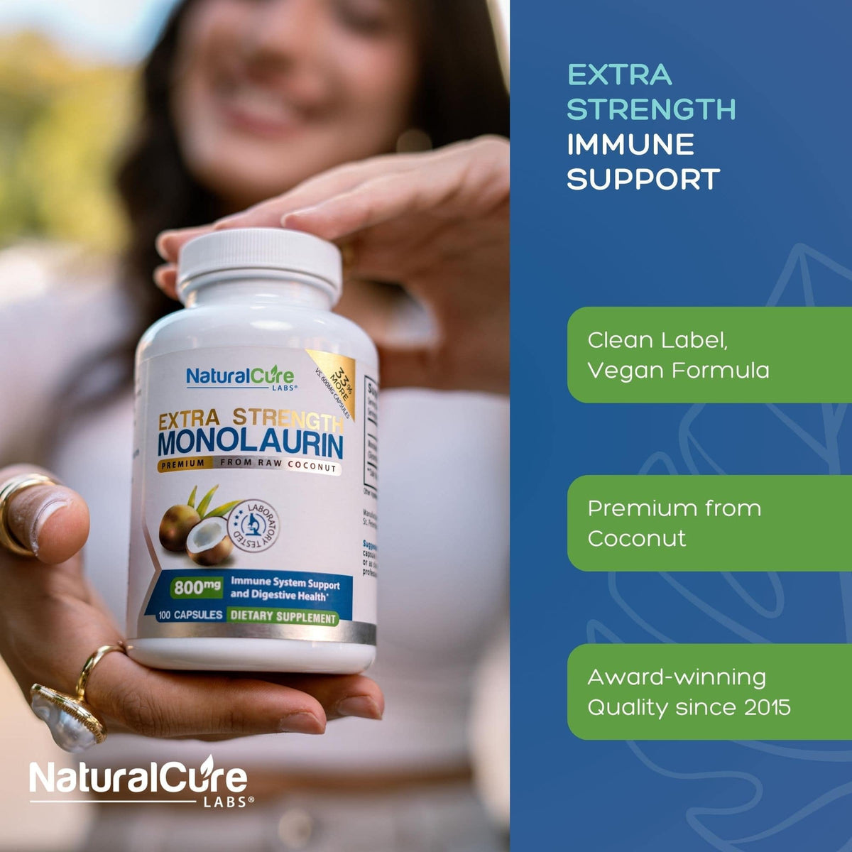 Monolaurin 800mg Natural Labs étiquette détaillée