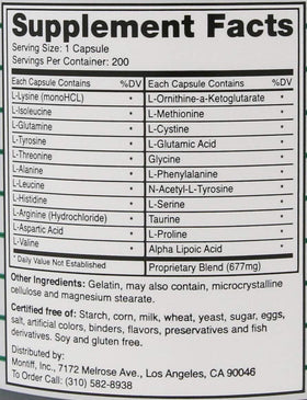 Montiff All Basic 677 mg 200 Capsules avec étiquette détaillée