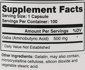 Montiff Pure Gaba 500 mg 100 capsules arrière avec étiquette