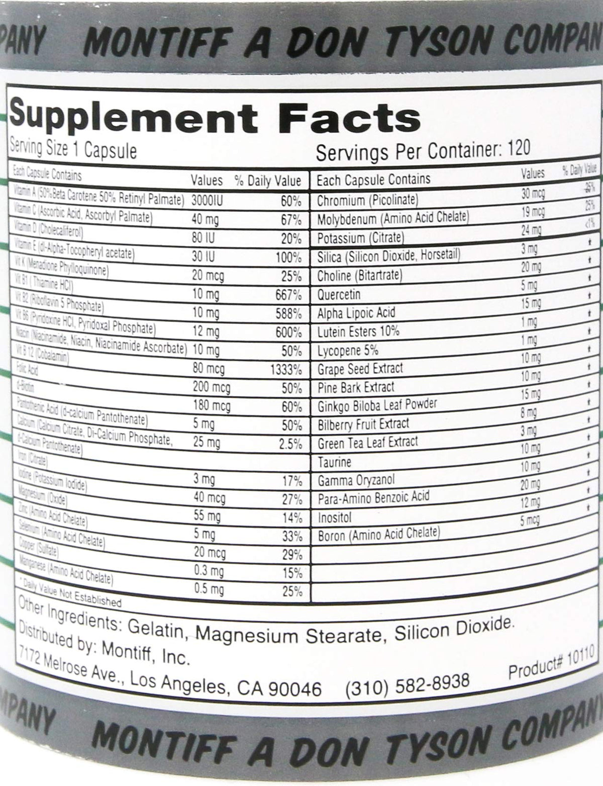 Montiff Vita-Minz Plus 120 capsules avec étiquette visible