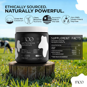 Moo Juice Poudre de Colostrum 2000mg et Créatine 5000mg en utilisation dans une routine sportive
