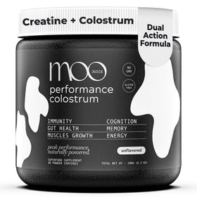 Moo Juice Poudre de Colostrum 2000mg et Créatine 5000mg sachet avant