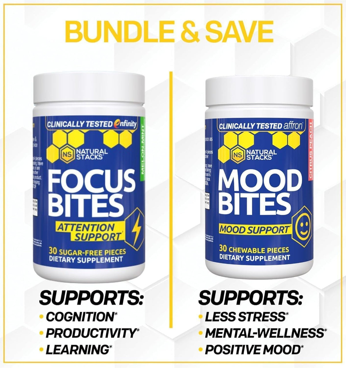 Mood Bites Saffran Complément Alimentaire 30 Chewables côté arrière