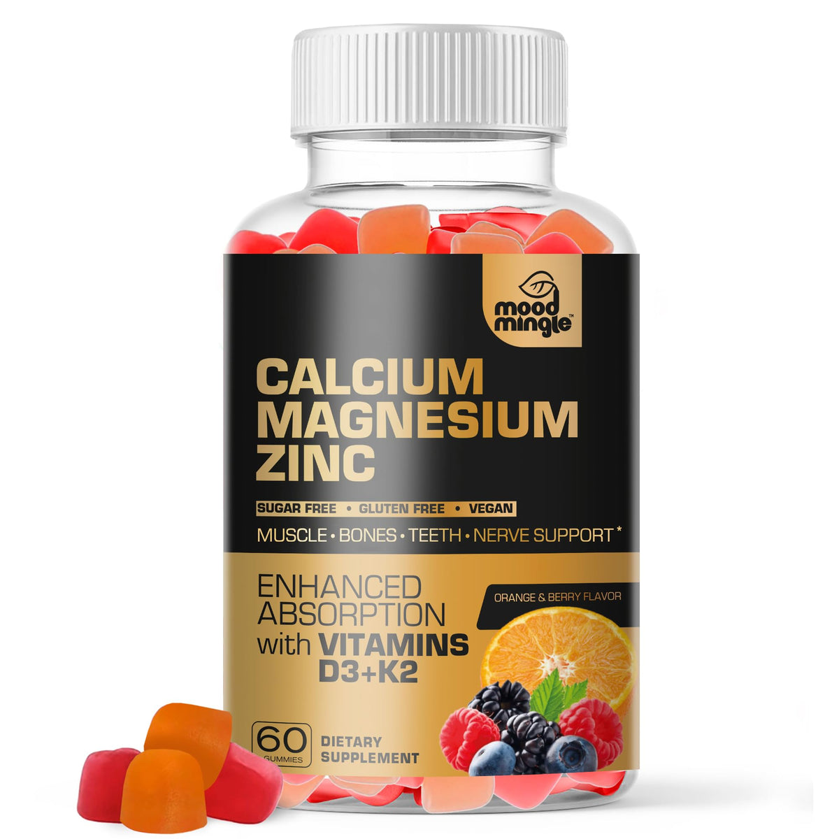 Mood Mingle Gummies Calcium Magnésium Zinc 200g vue de face
