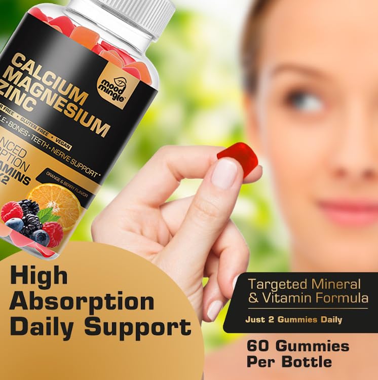 Mood Mingle Gummies Calcium Magnésium Zinc sur une table