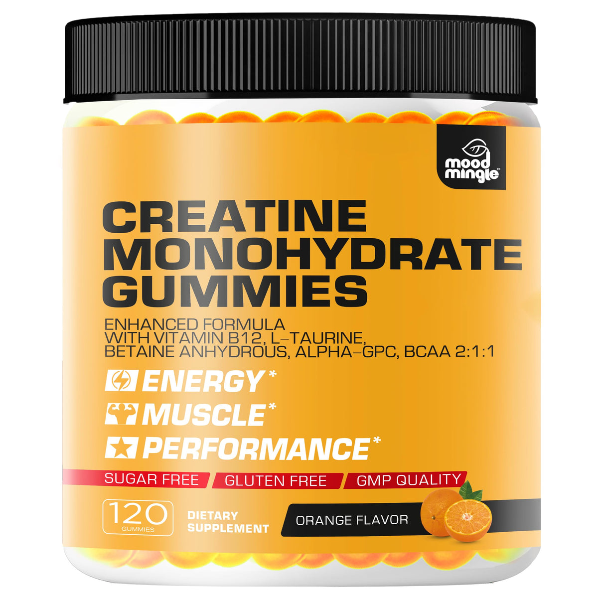 Mood Mingle Gummies de Créatine Monohydrate 5g, vue avant du flacon