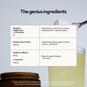 Moon Juice Neuro Magnesi-Om 299g sur une table avec des ingrédients naturels