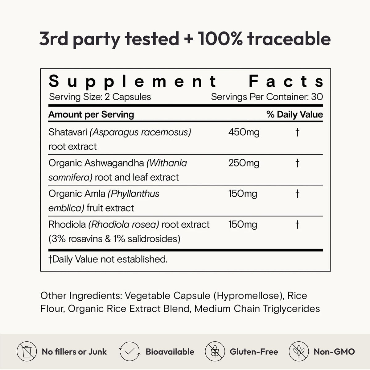 Moon Juice SuperYou Ashwagandha 60ct - étiquette du produit