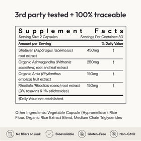 Moon Juice SuperYou Ashwagandha 60ct - étiquette du produit