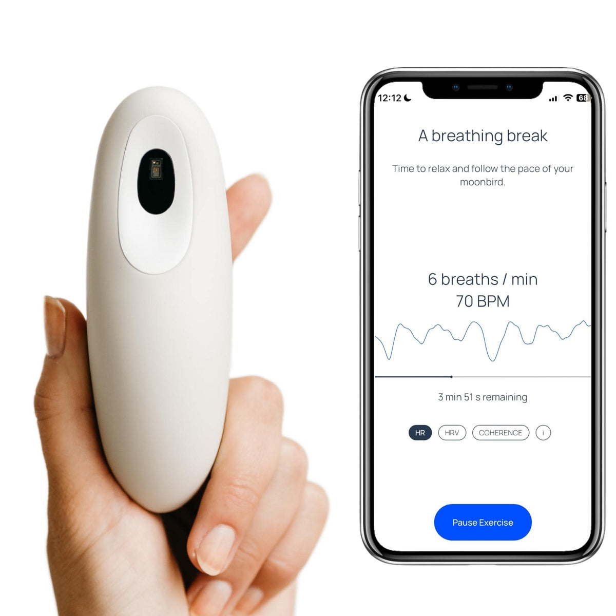 moonbird outil de respiration vue de face en blanc