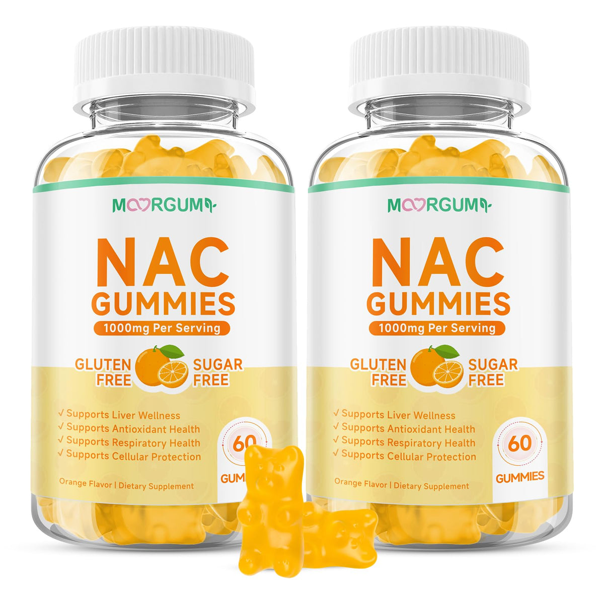 MOORGUMY Gummies NAC 1000mg flacon de 120 gummies à l'orange