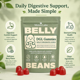 Morea Labs Gummies DGL 400mg Extrait de Réglisse, côté de l'emballage