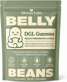 Morea Labs Gummies DGL 400mg Extrait de Réglisse, emballage avant