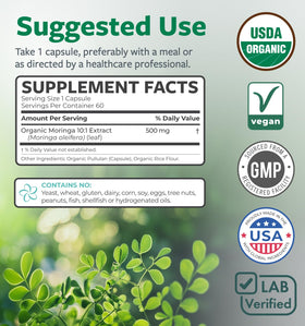 Moringa Bio PURE CO 500mg avec ingrédients naturels