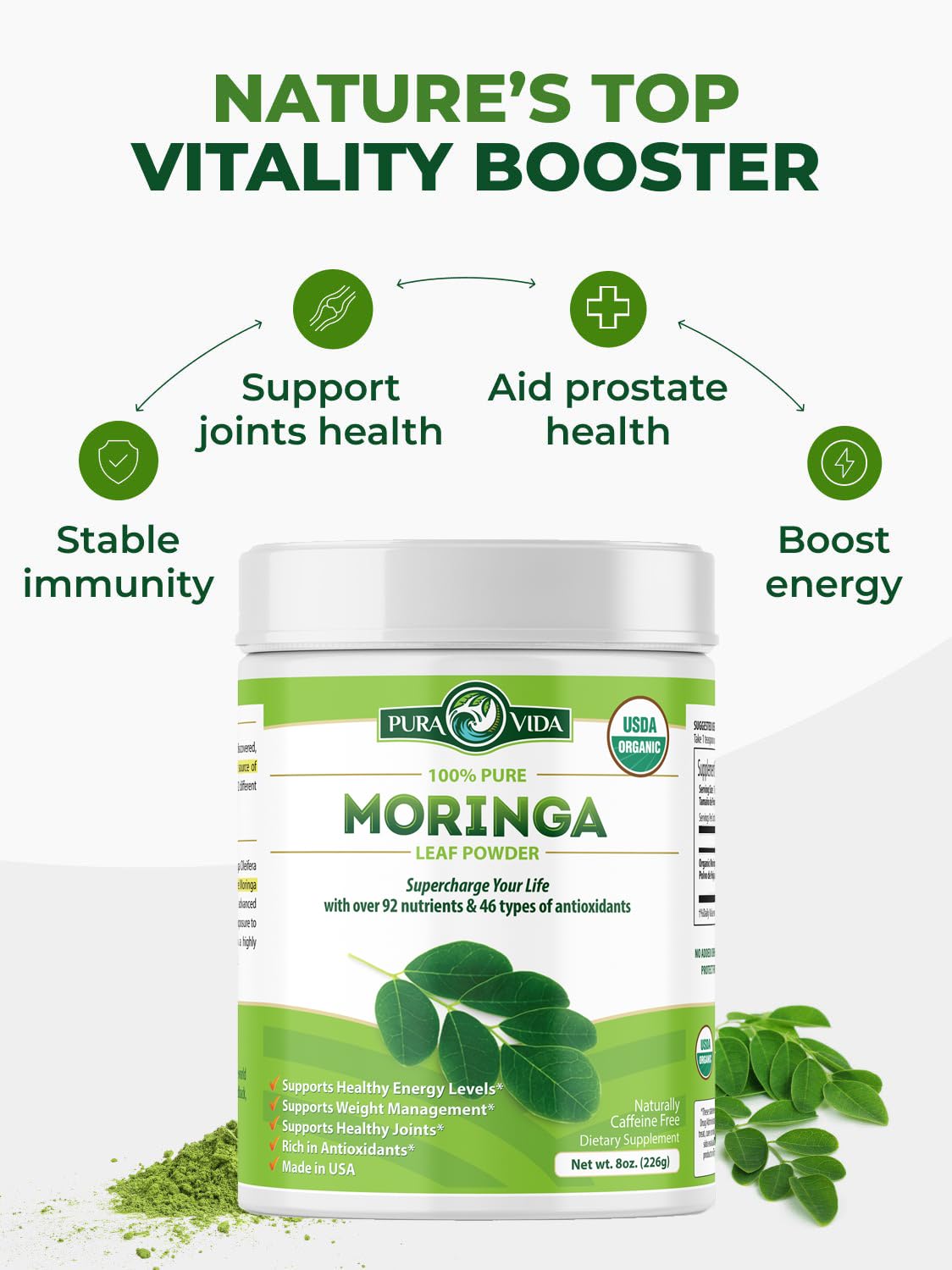 Moringa en poudre dans un shaker
