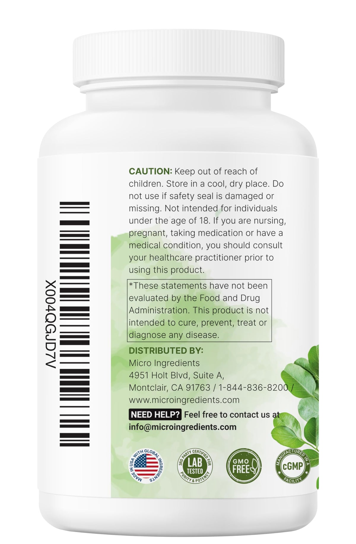 Moringa Oleifera Micro Ingredients sur un fond naturel