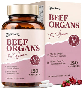 Morivex Complément Alimentaire Organes de Boeuf 1150mg, vue avant du flacon