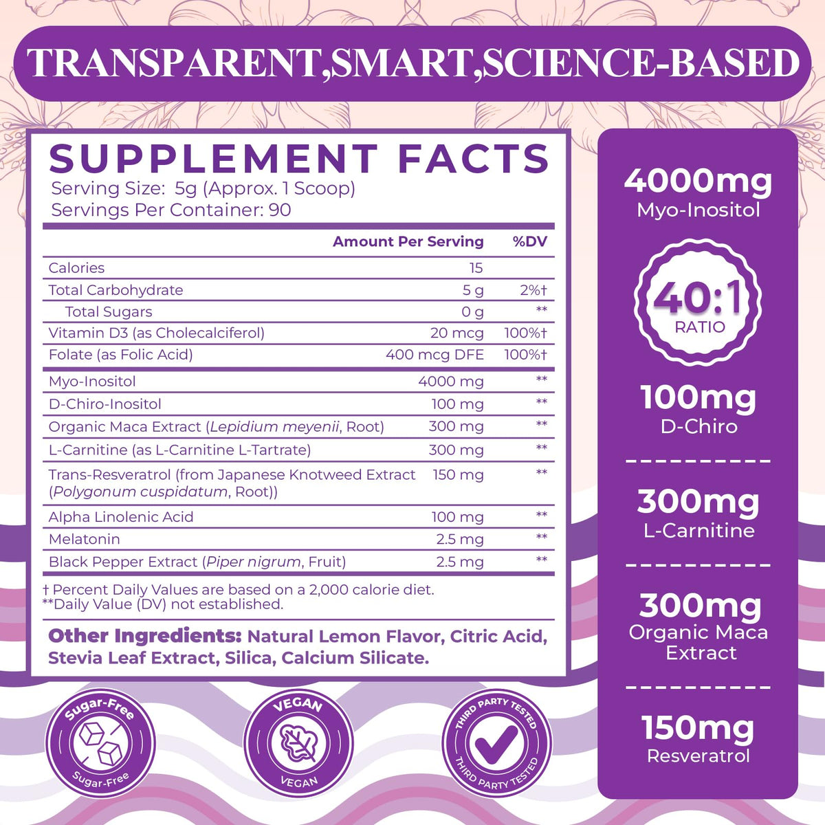 Morivex Myo-Inositol 4000mg poudre vue de près