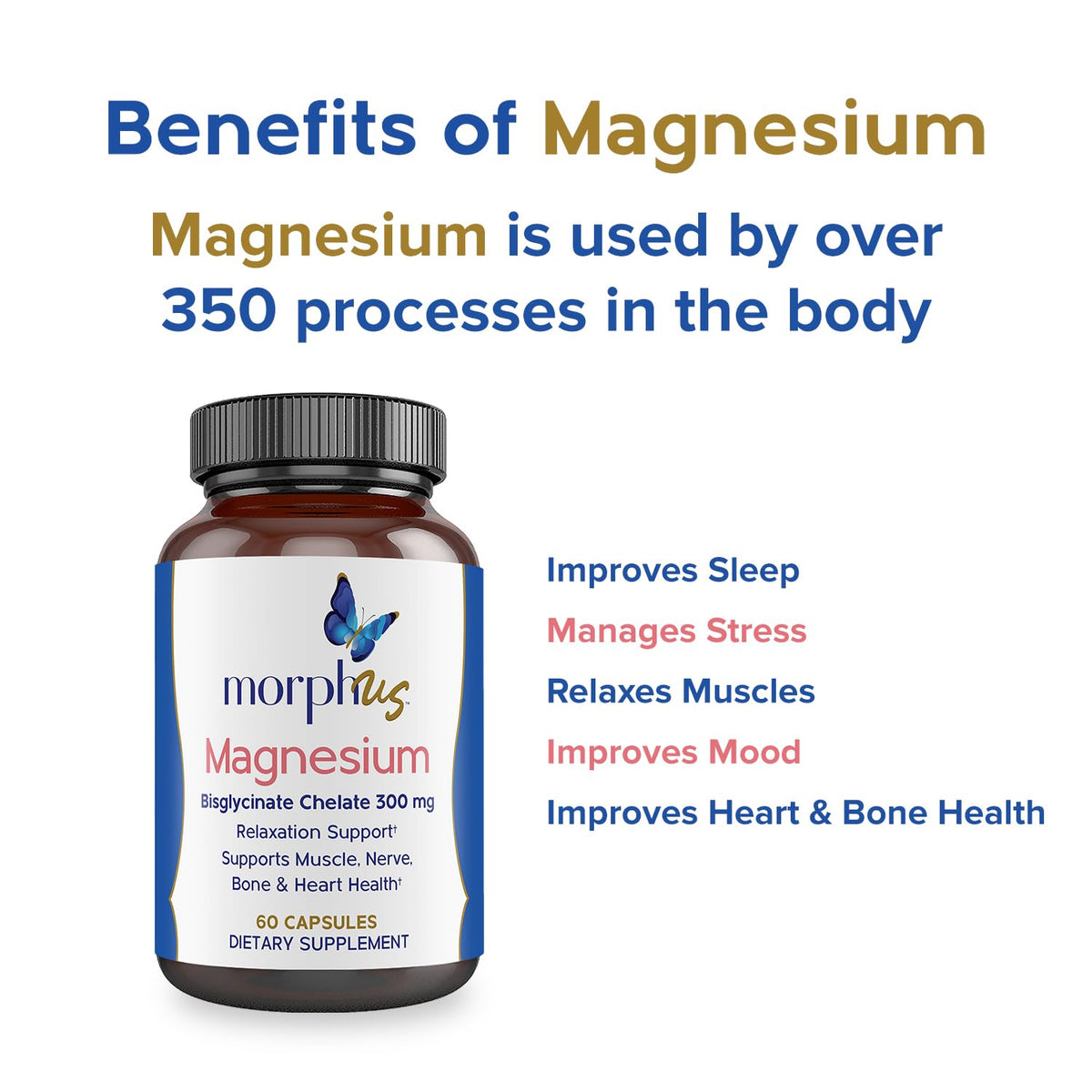 MORPHUS Complément Alimentaire Magnésium Bisglycinate 300mg - Étiquette du produit