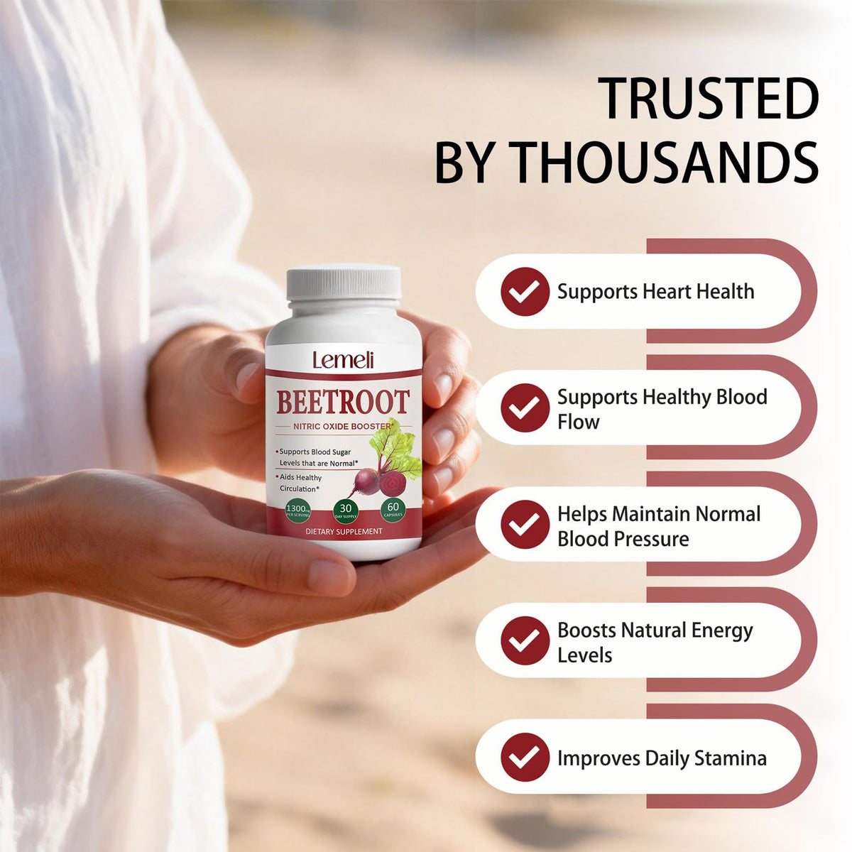 Morvyn capsules de betterave 1300mg sur une table en bois