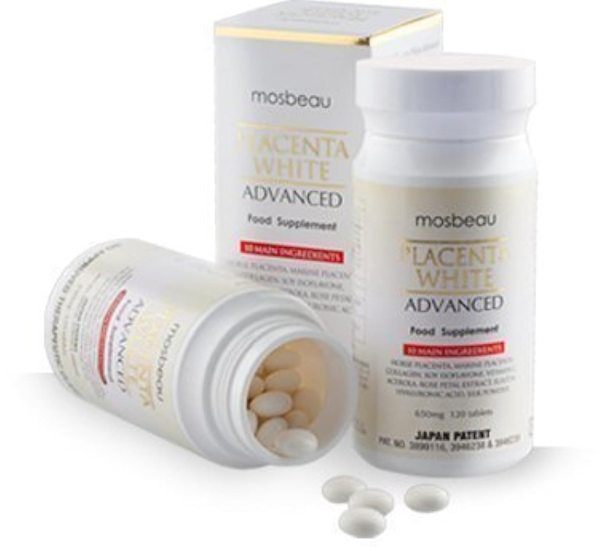 Mosbeau Placenta White 120 comprimés - vue de l'emballage avant