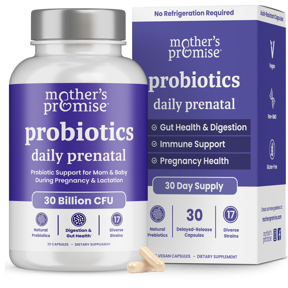 Mother's Promise Probiotique Prénatal 30 Capsules vue de face