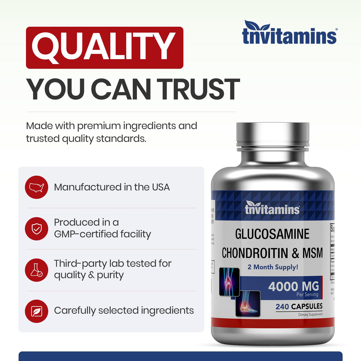 Motif de capsules de tnvitamins Glucosamine Chondroitin MSM