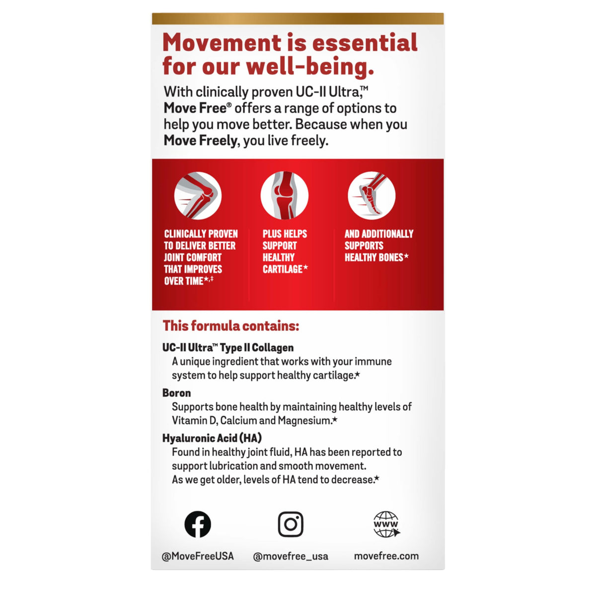 Move Free Ultra Complément Alimentaire sur une table avec d'autres suppléments