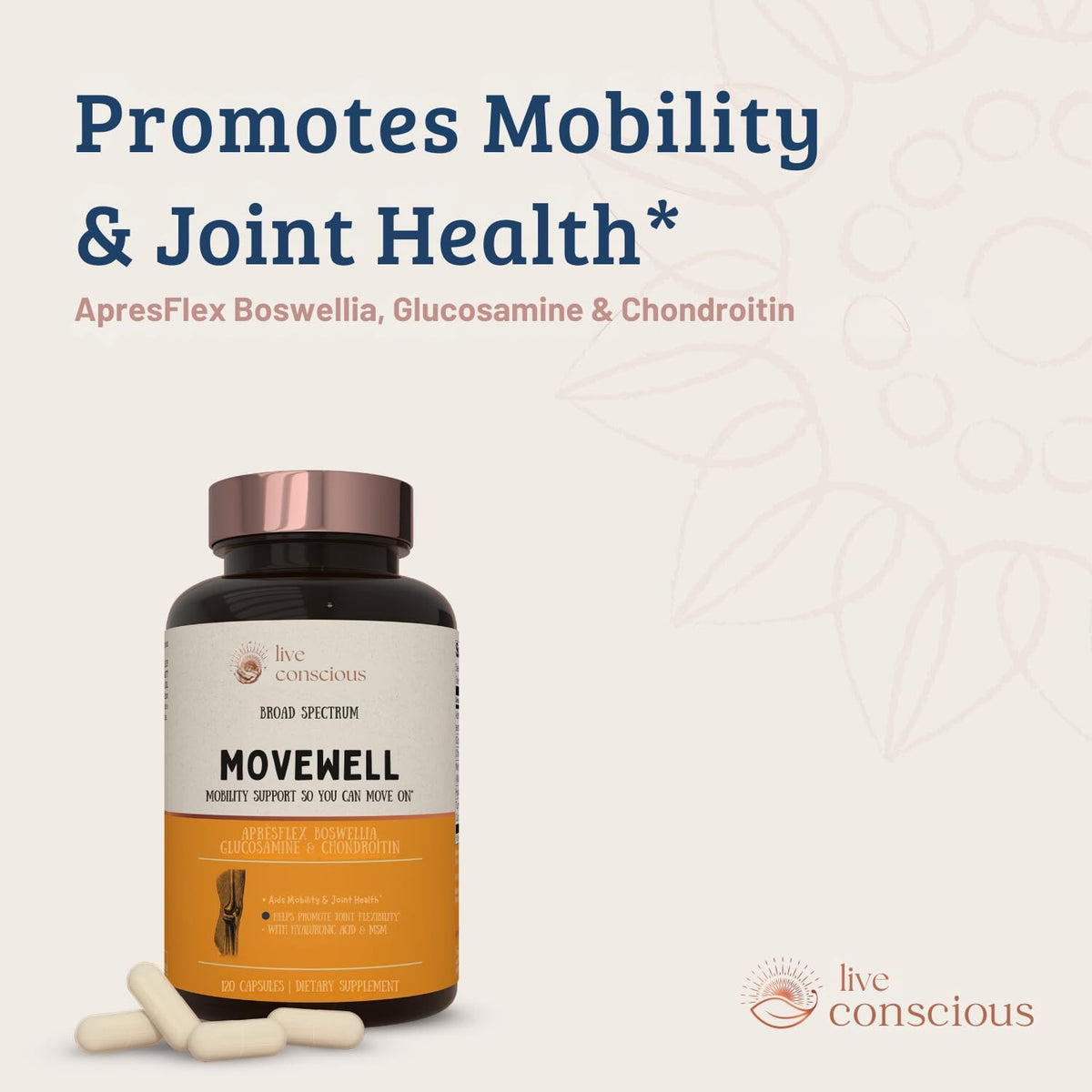 MoveWell by Live Conscious capsules sur une cuillère en bois