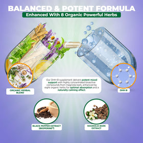 MoxyVites DHH-B boîte avec des herbes biologiques en arrière-plan
