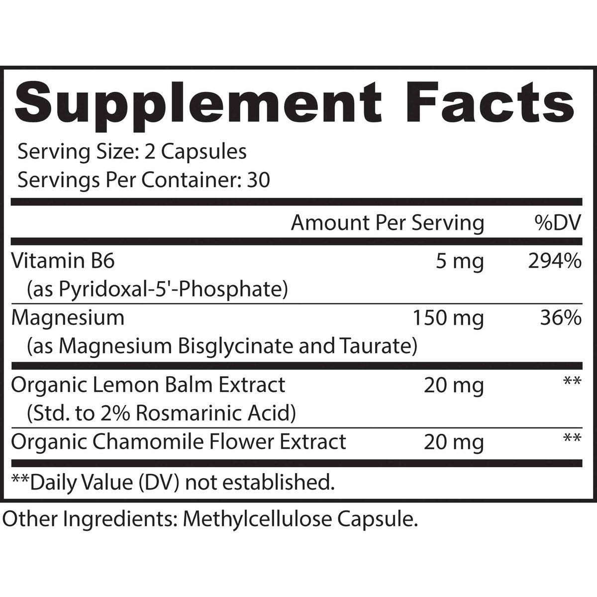 MoxyVites MagniRest PM étiquette avec ingrédients et dosage