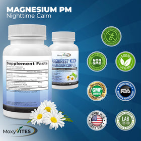 MoxyVites MagniRest PM ingrédients en gros plan