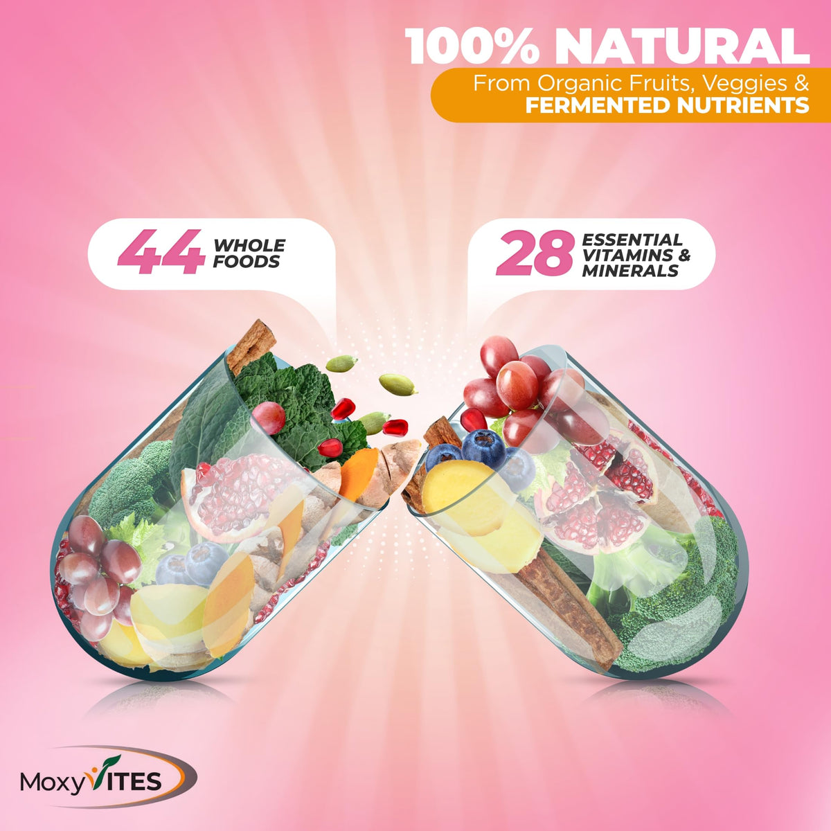 MoxyVites Multivitamines Methylées - Vue arrière du flacon