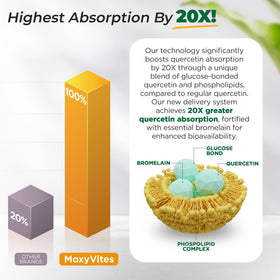 MoxyVites Quercétine 500mg capsules en gros plan