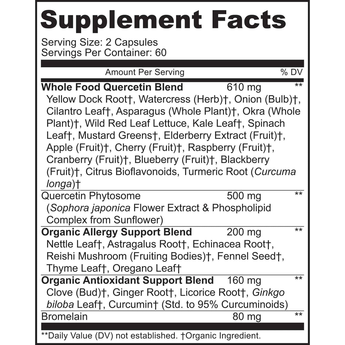 MoxyVites Quercétine 500mg capsules vue de face