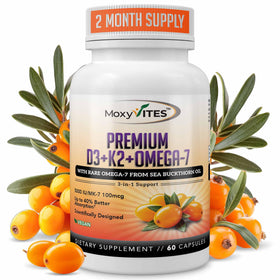 MoxyVites Vitamine D3 K2 5000 IU 60 capsules végétaliennes vue de face