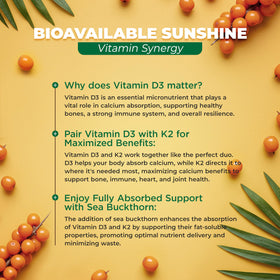 MoxyVites Vitamine D3 K2 5000 IU capsules avec huile de baies de sorbier