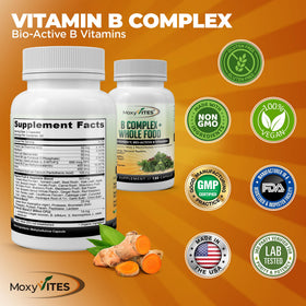 MoxyVites Vitamines B Complex 120 capsules avec ingrédients