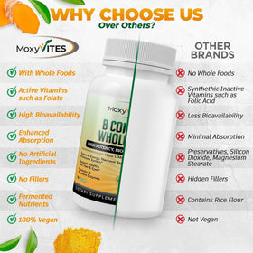MoxyVites Vitamines B Complex 120 capsules ouvertes