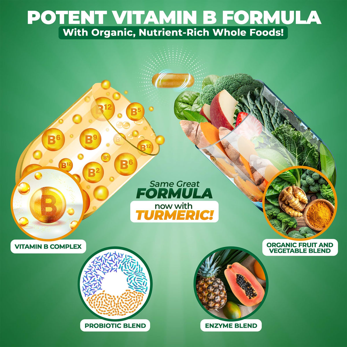 MoxyVites Vitamines B Complex 120 capsules vue de côté