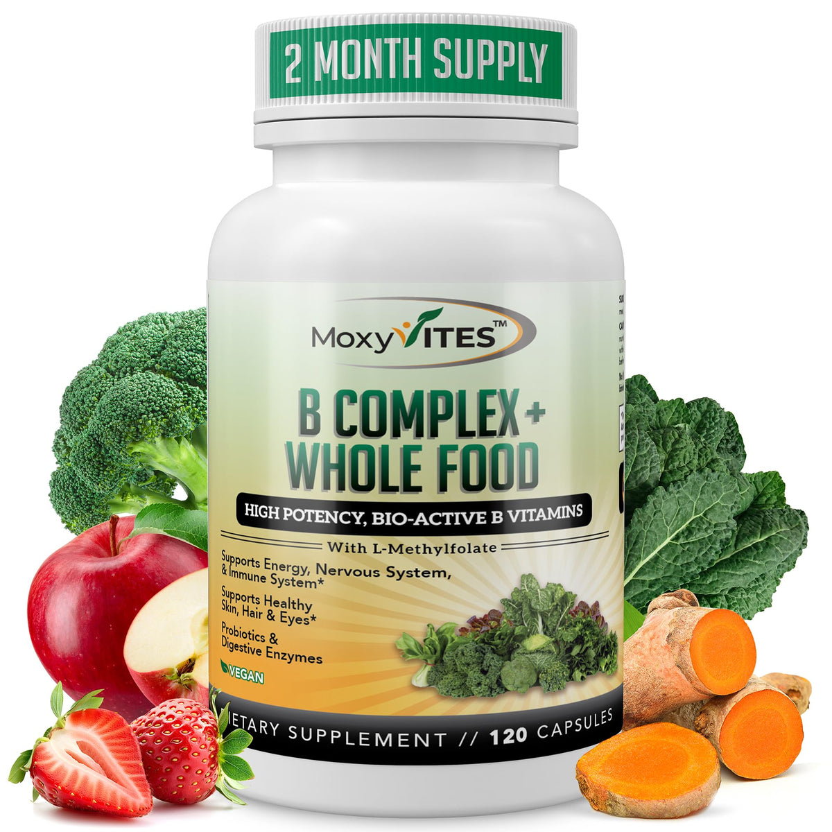 MoxyVites Vitamines B Complex 120 capsules vue de face