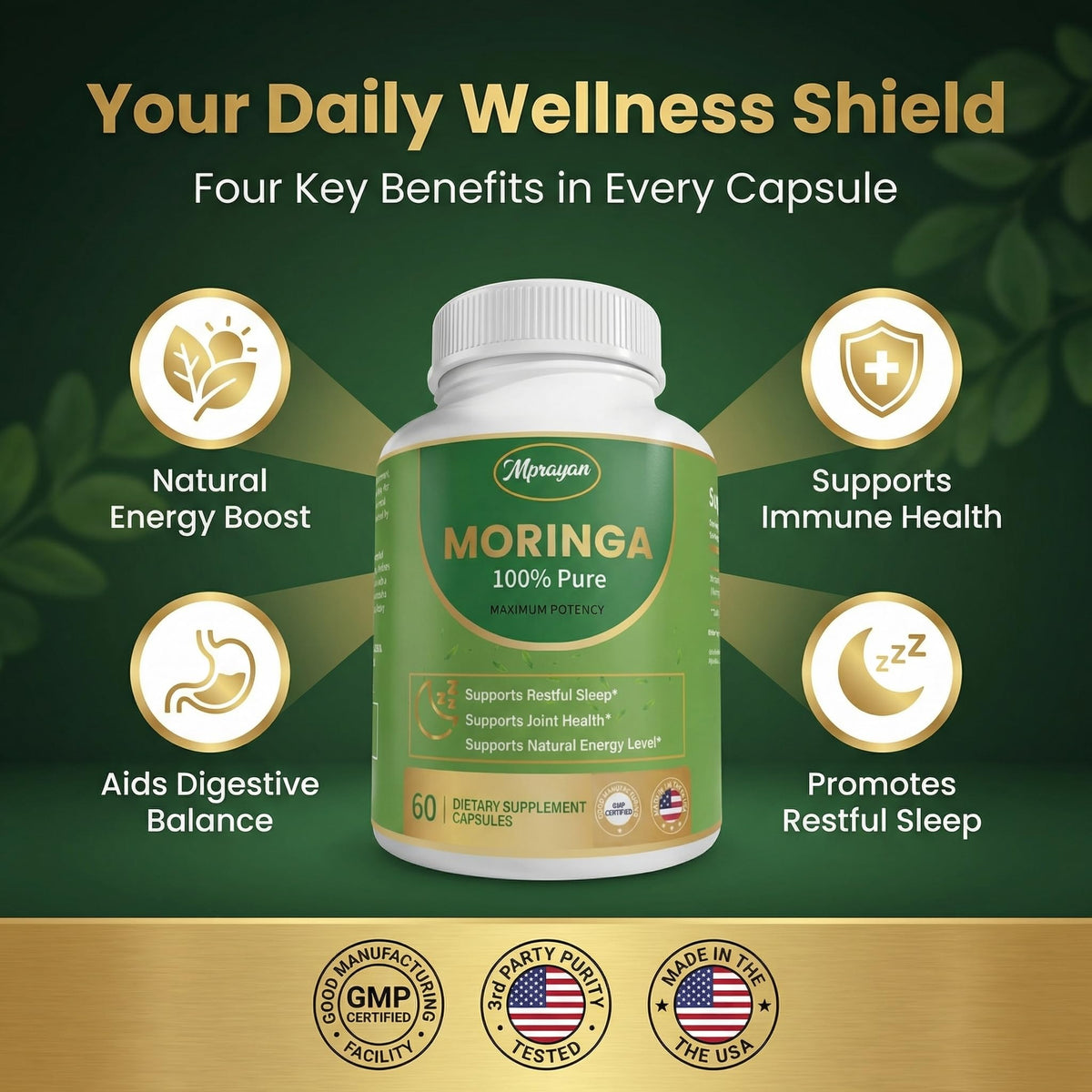 MPRAYAN Capsules de Moringa 1600mg - Détails des capsules