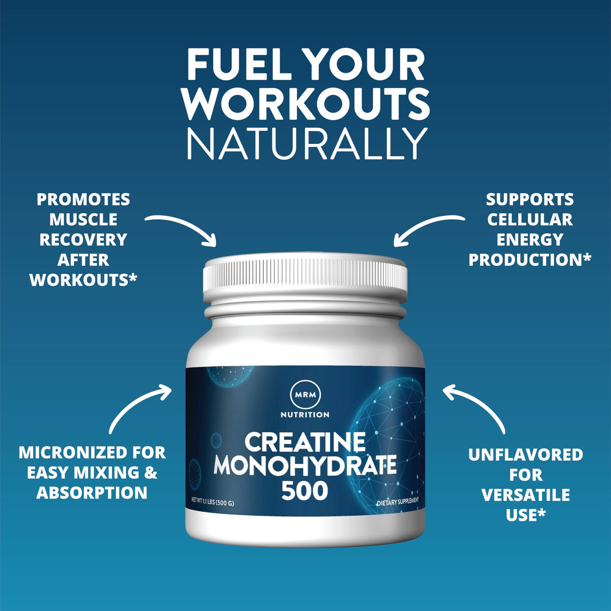 MRM Créatine Monohydrate Poudre Non Aromatisée 390g vue arrière