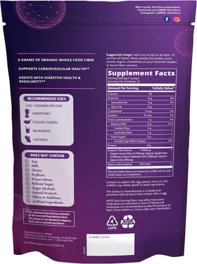 MRM Fibre Alimentaire Bio 272g vue arrière avec ingrédients