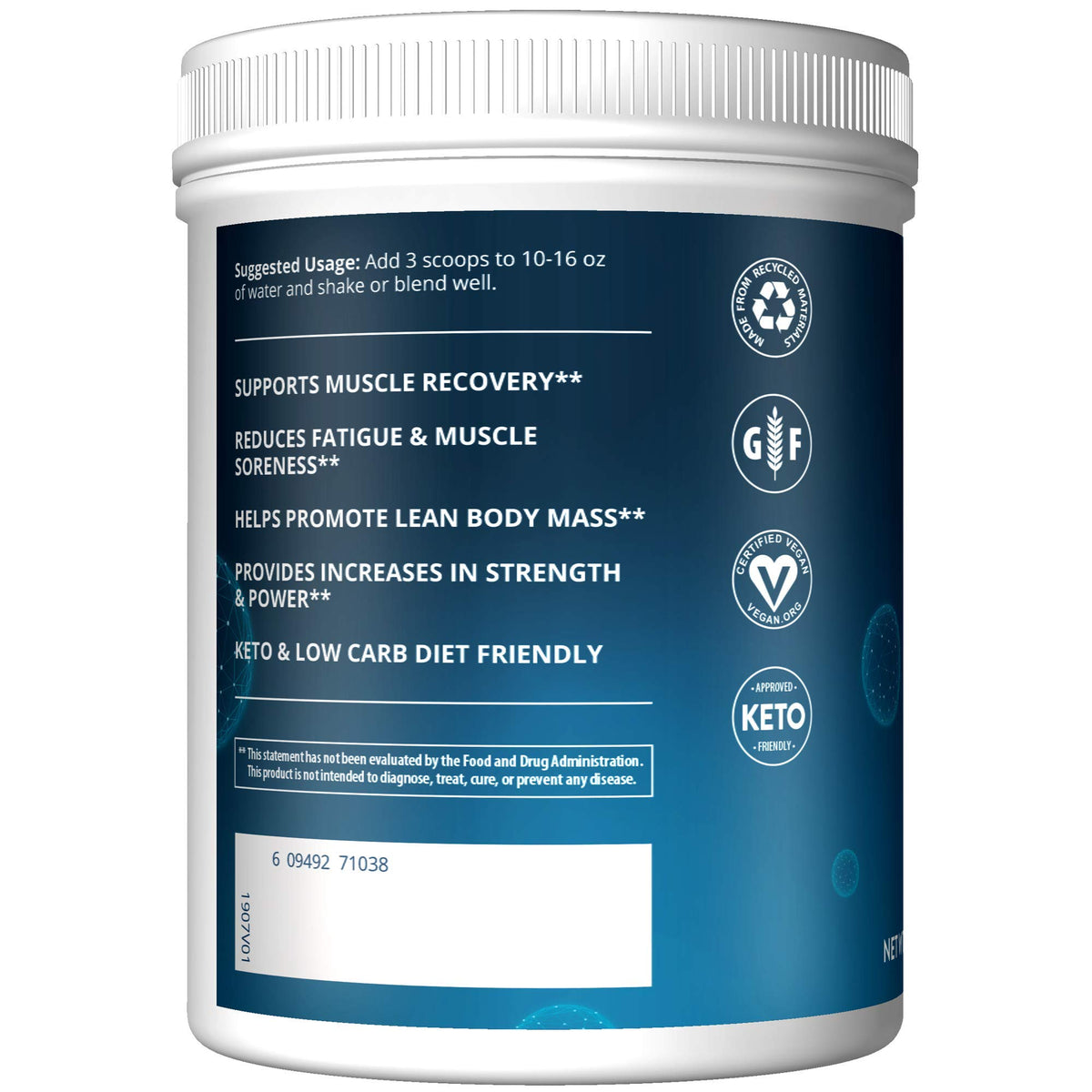 MRM Nutrition Reload BCAA+G 67 portions - vue arrière