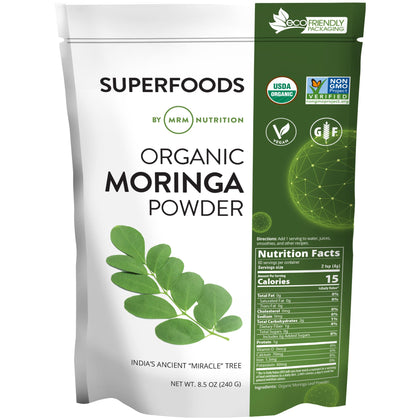 MRM Poudre de Moringa Bio 270g vue avant avec étiquette