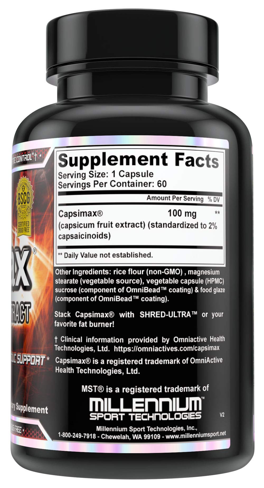 MST Capsimax 100mg gélules, étiquette détaillée