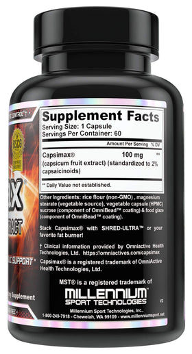 MST Capsimax 100mg gélules, étiquette détaillée